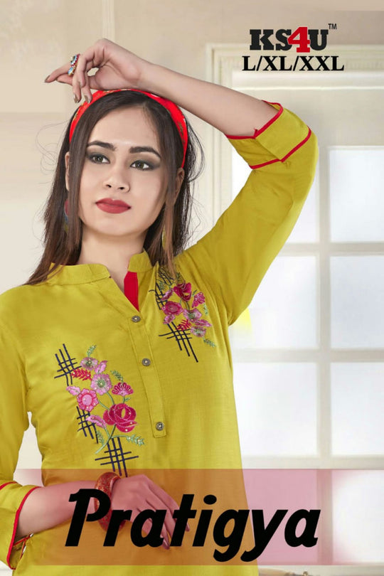 Ks4u Pratigya Heavy Rayon Worked Stylish Kurti Catalog Collection