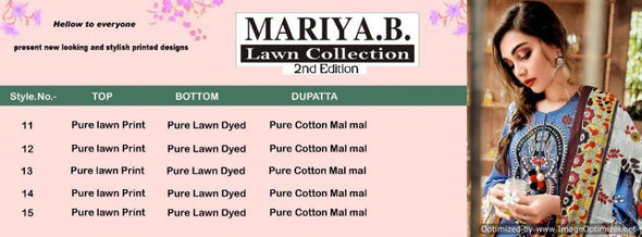 Mariya B Lawn Collection 2nd Edition Pakistani Printed Dresses Catalog