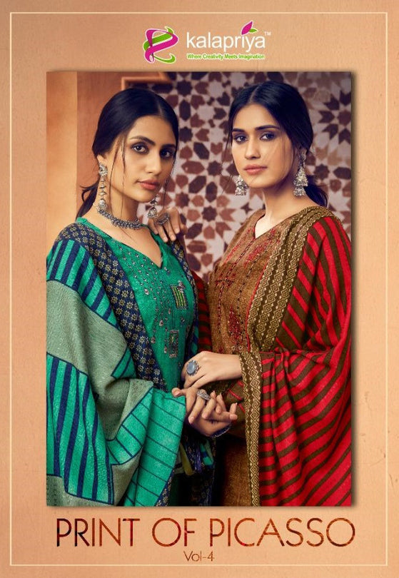 Kalapriya Prints Of Picasso 4 Pure Pashmina Suits Catalog Collection