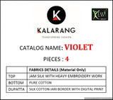 Kalarang Violet Pure Jam Silk Dress Material Catalog Collection