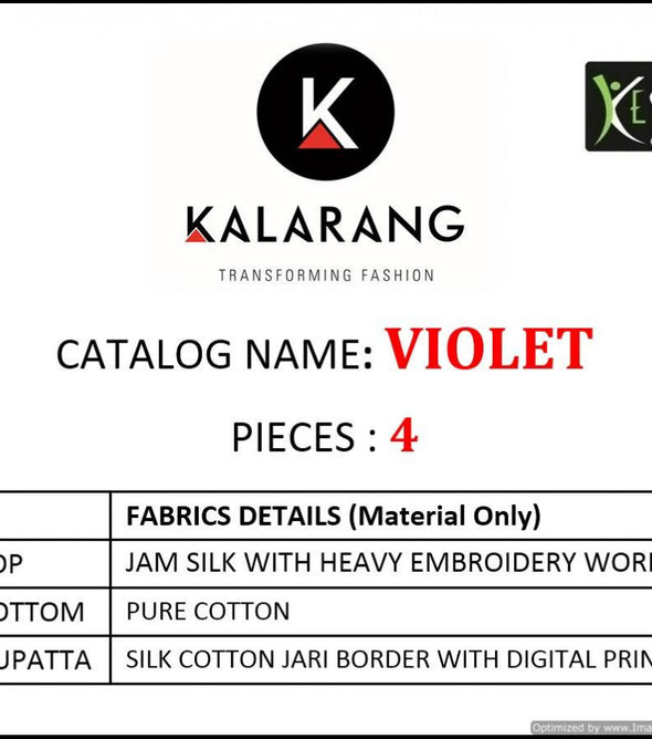 Kalarang Violet Pure Jam Silk Dress Material Catalog Collection