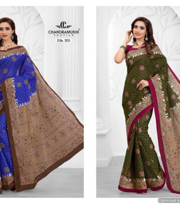 Chandramukhi Kismis 3 Pure Cotton Printed Saree Wholesale Catalog Collection