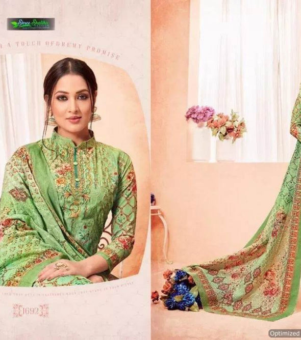 Shalika Vol 40 Cotton Sartin Digital Printed Suits Material Catalog Collection