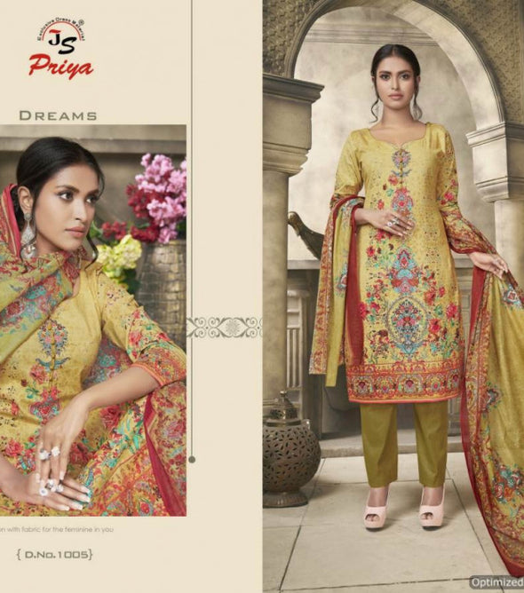 JS Priya Noor Fatima Printed Cotton Dress Material Catalog Collection