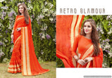 LT Retro georgette with satin patta printed designer sarees Catalog collection
