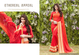 LT Retro georgette with satin patta printed designer sarees Catalog collection