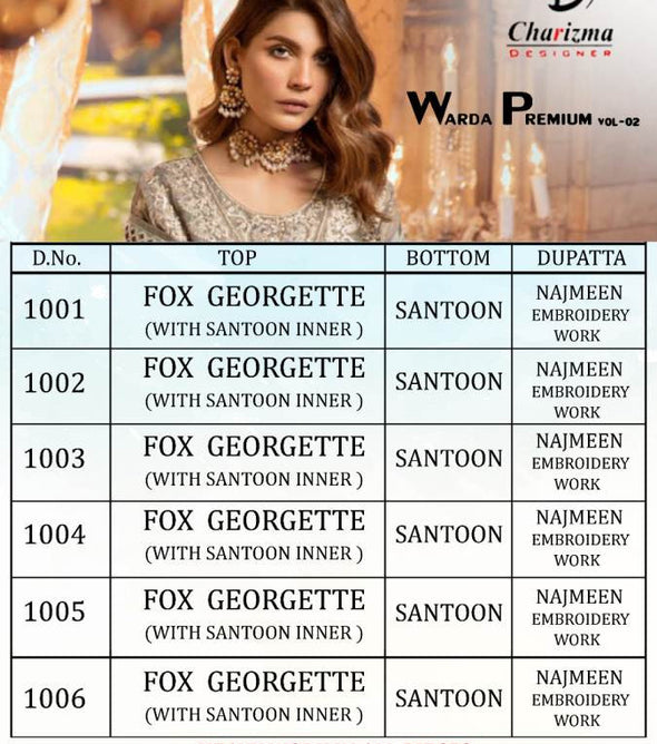 Charizma Warda Premium Vol-2 Pakistani Style Salwar Kameez Catalog