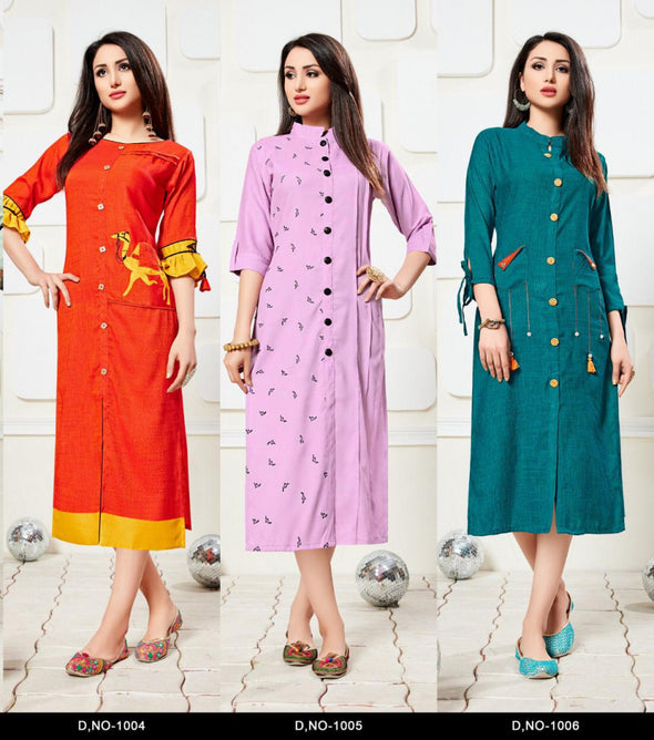 Color Bar Vol-5 Two tone handloom slub Reyon 14 kg Kurti Catalog Collection