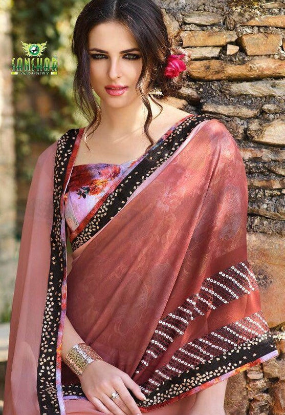 Sanskar Prints Suhasini Georgette Addition work Fancy Saree Catalog Collection