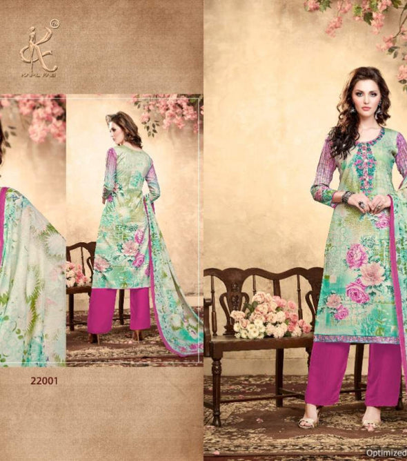 Kapil Fab Zariya Cotton cambric foil print with self embroidery Dress Material Catalog