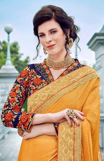 Saroj Majestic Vol-3 Moss chiffon Sarees with Heavy Blouse Catalog Collection