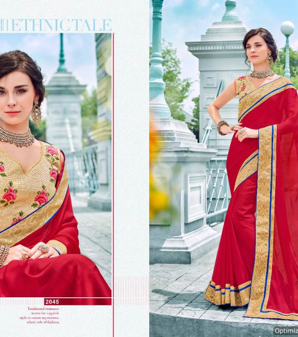 Saroj Majestic Vol-3 Moss chiffon Sarees with Heavy Blouse Catalog Collection