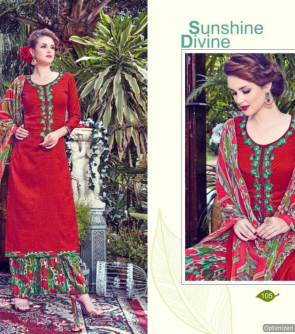 Radhika Fashion Aasya silk cotton print with self embroidery work Dress material Catalog Collection