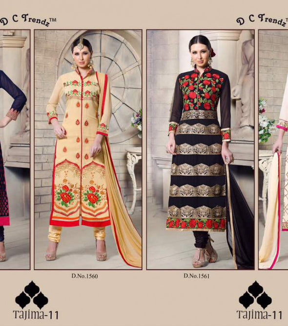 D C Trendz Tajima Vol-11 Georgette Straight Salwar Kameez Catalog
