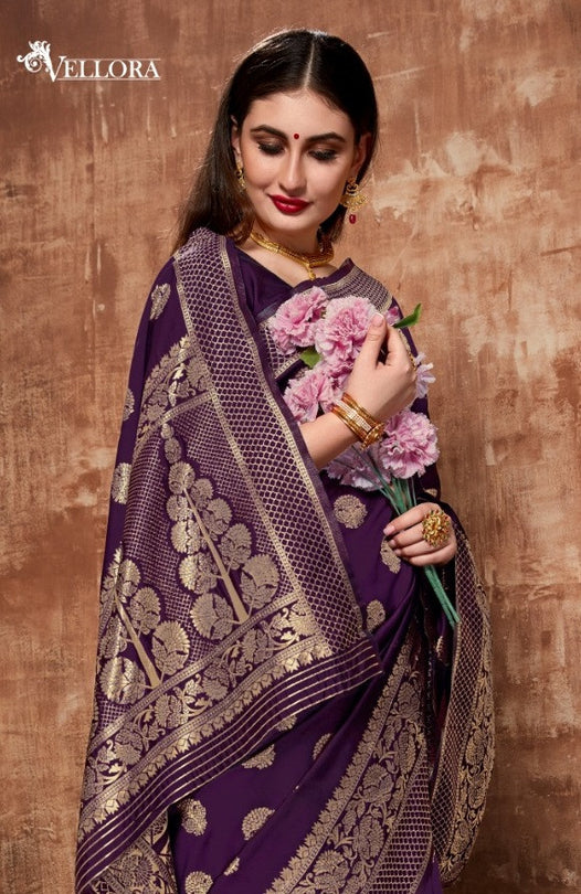 Vellora 7 Kashmiri Silk Banarasi Silk Fabric Festive Wear Saree Catalog Collection