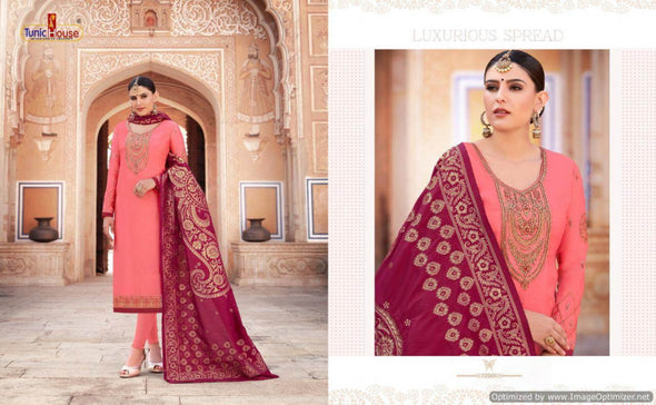 Gulshan Tunic House Heavy Satin Georgette Straight Salwar Suits Catalog Collection