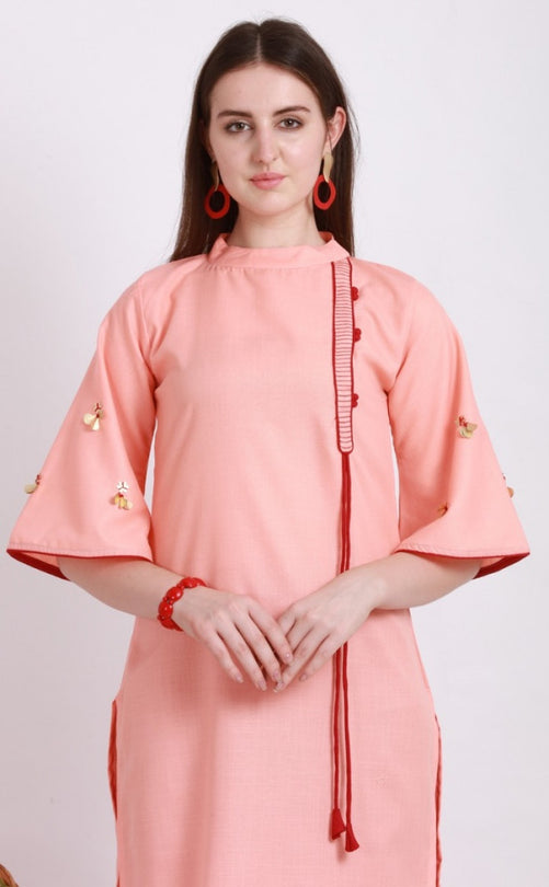 Alpha Queen Vol-12 Weaving Cotton casual and stylish look Straight Side Cut Kurti Catalog