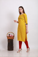 Alpha Queen Vol-12 Weaving Cotton casual and stylish look Straight Side Cut Kurti Catalog