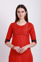 Alpha Queen Vol-12 Weaving Cotton casual and stylish look Straight Side Cut Kurti Catalog