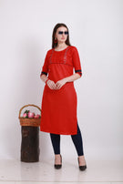 Alpha Queen Vol-12 Weaving Cotton casual and stylish look Straight Side Cut Kurti Catalog