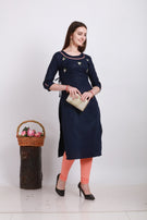 Alpha Queen Vol-12 Weaving Cotton casual and stylish look Straight Side Cut Kurti Catalog