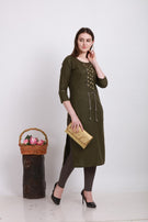 Alpha Queen Vol-12 Weaving Cotton casual and stylish look Straight Side Cut Kurti Catalog