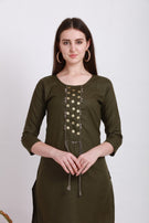 Alpha Queen Vol-12 Weaving Cotton casual and stylish look Straight Side Cut Kurti Catalog