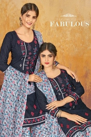 JS Priya Queen of Patiyala Printed Cotton Dress Material Catalog