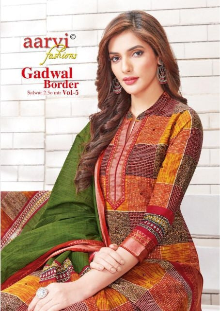 Aarvi Gadwal Border Vol-5 Printed Cotton Salwar Suit Catalog Collection