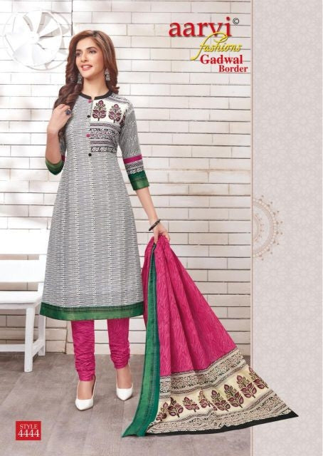 Aarvi Gadwal Border Vol-5 Printed Cotton Salwar Suit Catalog Collection