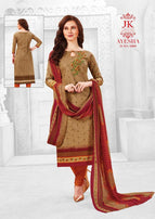 JK Ayesha Vol-4 Printed Cotton With Chiffon Dupatta Dress Material Catalog