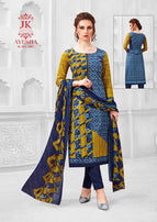 JK Ayesha Vol-4 Printed Cotton With Chiffon Dupatta Dress Material Catalog