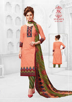 JK Ayesha Vol-4 Printed Cotton With Chiffon Dupatta Dress Material Catalog