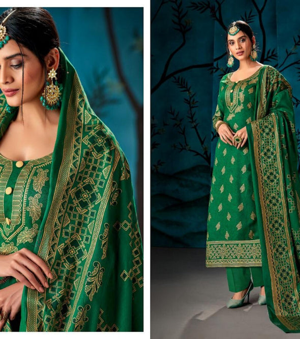 Tanishk Fashion Mirza Pure Cotton Satin Glace With Gold Foil Suit Catalog