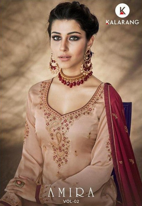 Kalarang Amira Vol-2 Satin Georgette Sharara Style Salwar Kameez Catalog