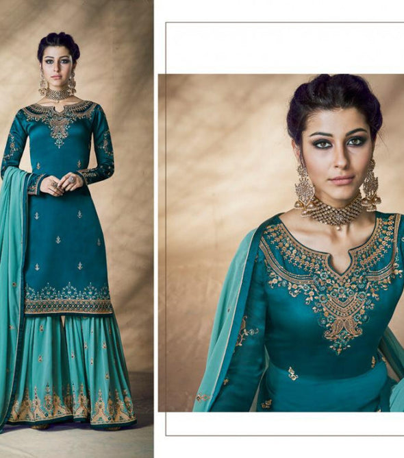 Kalarang Amira Vol-2 Satin Georgette Sharara Style Salwar Kameez Catalog