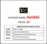 Kessi Anokhi 3931 to 3940 Series Linen Zari Border Patta Sarees Catalog Collection
