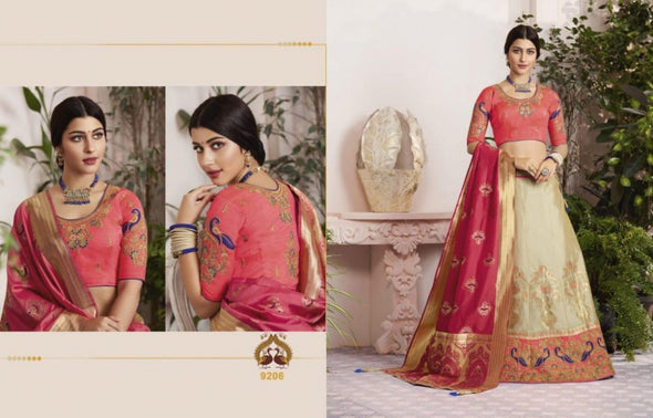 Kessi Vrunda Silk Jacquard Thread Work Lehenga Choli Catalog Collection