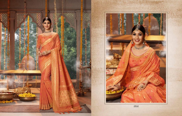 Kessi Rajdhani Silk Blended Cotton Jacquard Banarasi Silk Saree Catalog Collection