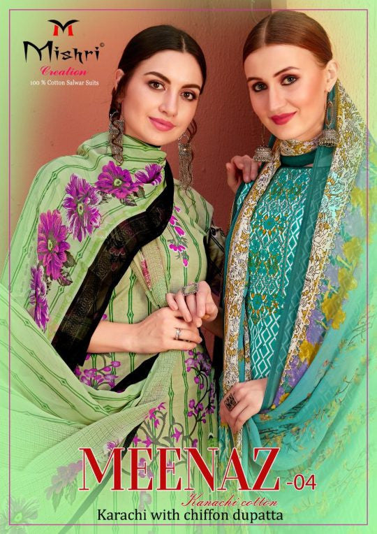 Mishri Creation Meenaz Karachi With Ciffon Dupatta Dress Material Catalog