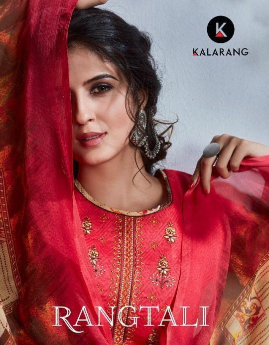 Kalarang Rangtali Jam Silk Print With Embroidery Work Dress Material Catalog
