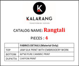Kalarang Rangtali Jam Silk Print With Embroidery Work Dress Material Catalog
