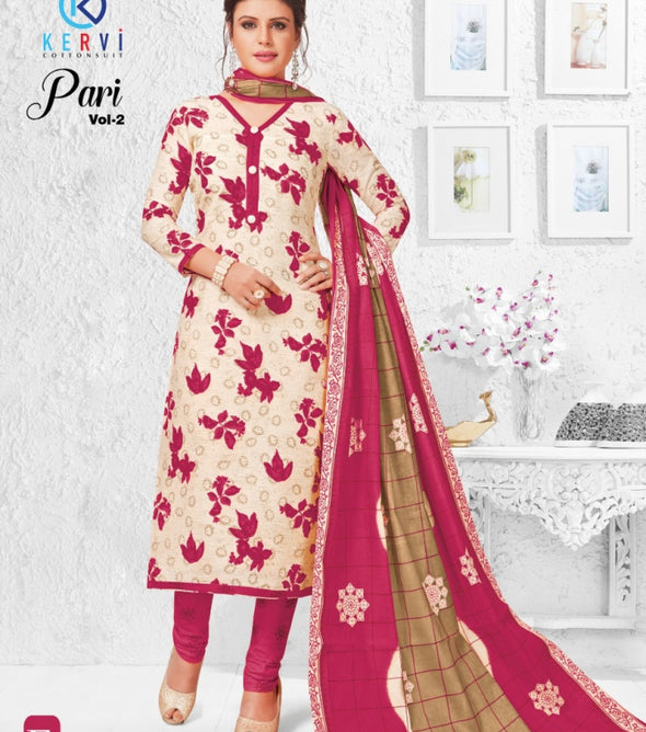 Kervi Pari Pachrangi Printed Cotton Dress Material Catalog Collection