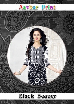 Avkar Black Beauty Black & White Pattern Printed Cotton Dress Material Catalog