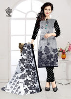 Avkar Black Beauty Black & White Pattern Printed Cotton Dress Material Catalog