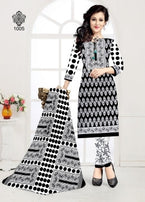 Avkar Black Beauty Black & White Pattern Printed Cotton Dress Material Catalog