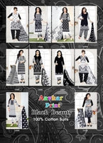 Avkar Black Beauty Black & White Pattern Printed Cotton Dress Material Catalog