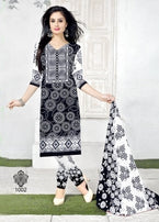 Avkar Black Beauty Black & White Pattern Printed Cotton Dress Material Catalog