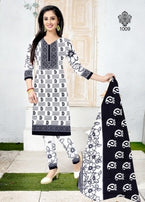 Avkar Black Beauty Black & White Pattern Printed Cotton Dress Material Catalog