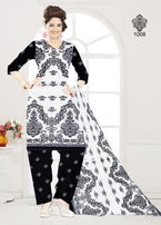 Avkar Black Beauty Black & White Pattern Printed Cotton Dress Material Catalog